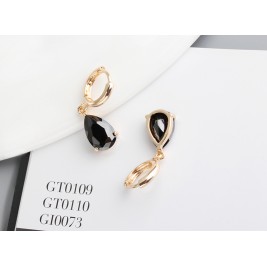 earrings teardrops gold jet