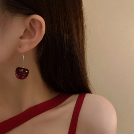earrings cherry red cz