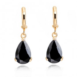 earrings teardrops gold jet