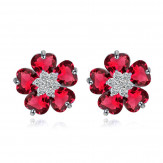 earrings flowers ruby