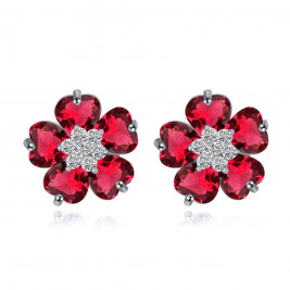 earrings flowers ruby