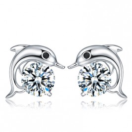 earrings dolphins crystal