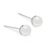 Earrings simple white pearl white gold