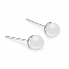 Earrings simple white pearl white gold