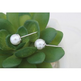 Earrings simple white pearl white gold