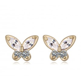 earrings butterflies gold crystal