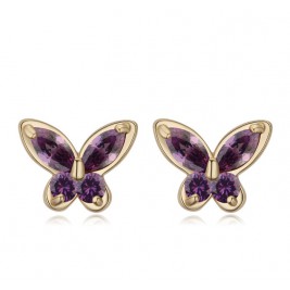earrings butterflies gold purple
