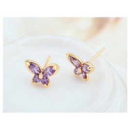 earrings butterflies gold purple