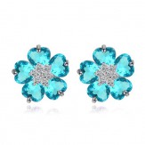 earrings flowers aqua