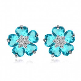 earrings flowers aqua