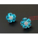 earrings flowers aqua