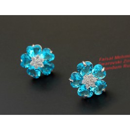 earrings flowers aqua