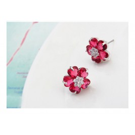 earrings flowers ruby