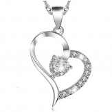 necklace white heart silver