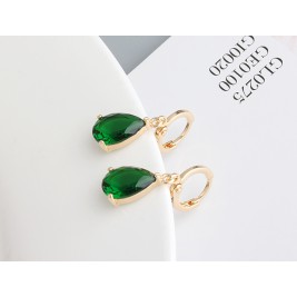 earrings teardrops gold emerald
